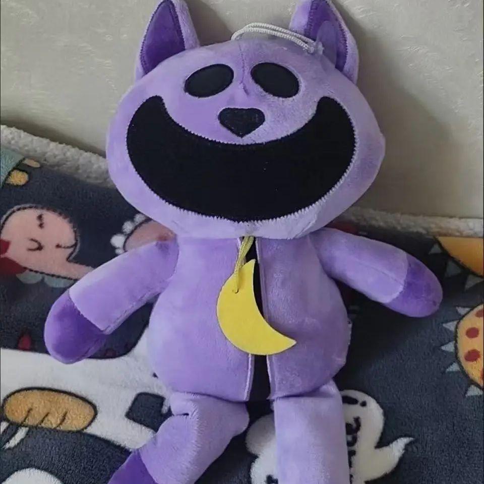 Cartoon big-mouthed purple cat plush toy children's stuffed animal gift