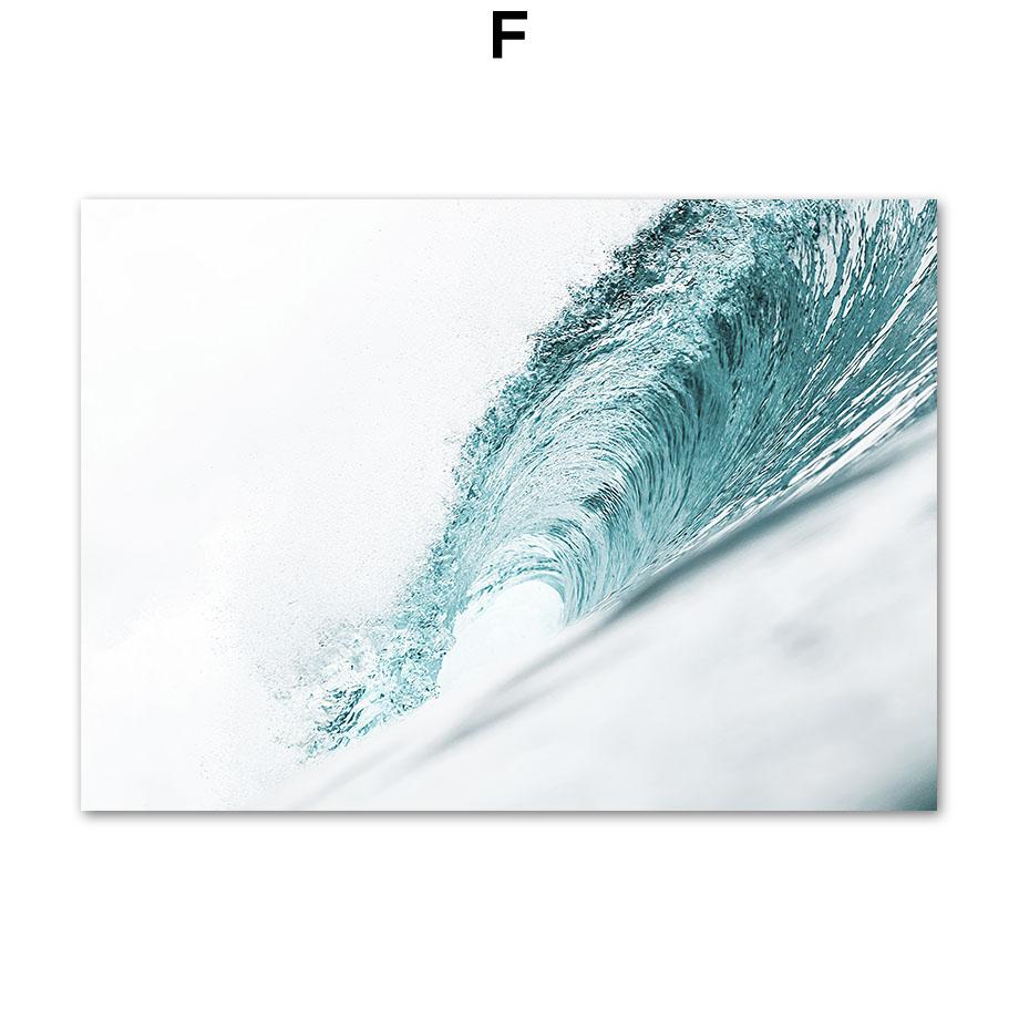 Blue Ocean Beach Sea Waves Palm Tree Surfboard Wall Art Canvas Painting Posters And Prints Wall Pictures For Living Room Decor
