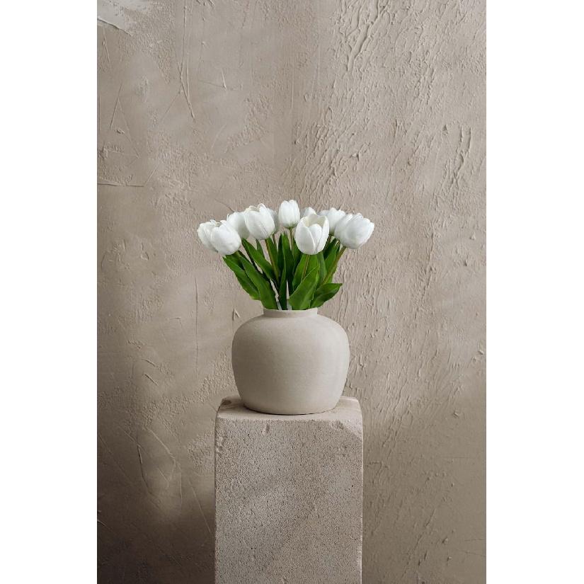 Set of 12 White Tulips Artificial Flowers Real Touch with Long Stems Faux Realistic Tulips Flowers 20 Inches That Look Real for Home Office Wedding