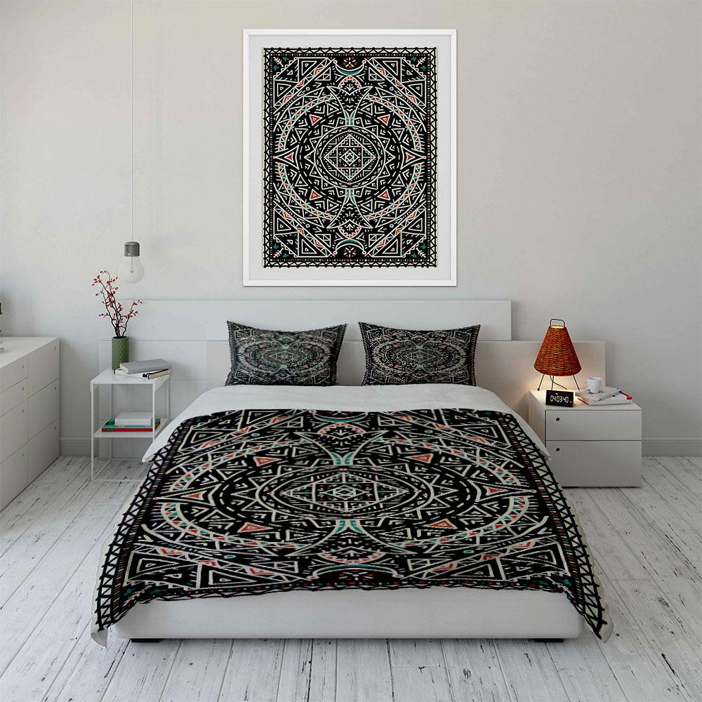 Geometric mandala-inspired design. Bedding sets Duvet cover sets Duvet covers Pillowcases(1 * Duvet Cover 2 * Pillowcases without duvet insert)