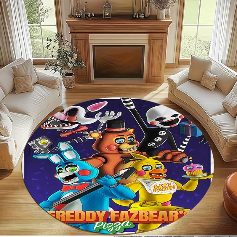 Five Nights at Freddy's Print Round Rug, Washable Floor Carpet, For Entryway Dorm Laundry Room Office Study, Home Decor Birthday Christmas Gift