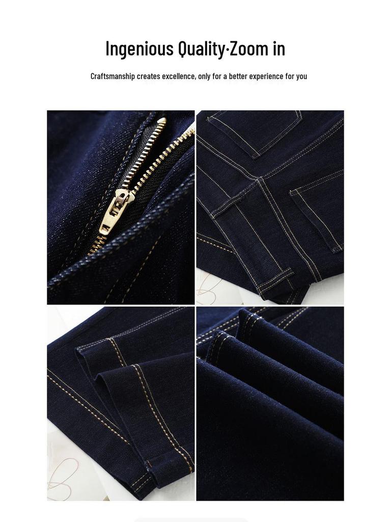 Denim Blue High Waist Micro Flare Wide Leg Jeans for Women - Slimming Fit, Autumn 2025