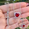 Collar de Pareja Espada Corazón Colgante de Circonita Cadena Chapada en Plata Oro Joyería 2 Piezas Regalo RománticoJoyas Regalos para San Valentín