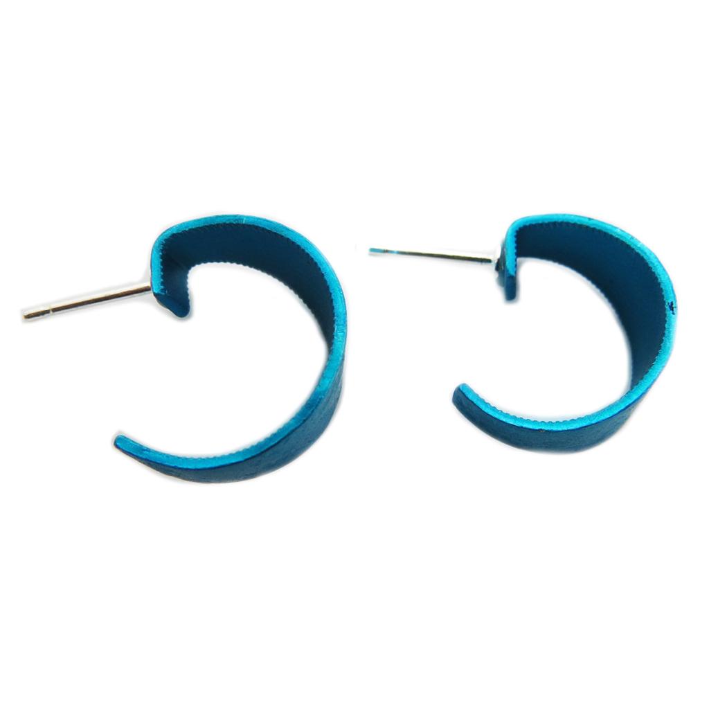 Les Trésors De Lily [R1230] - Ručně vyráběné náušnice kruhy 'Aluminirock' tyrkysové - 17 mm - 10 mm