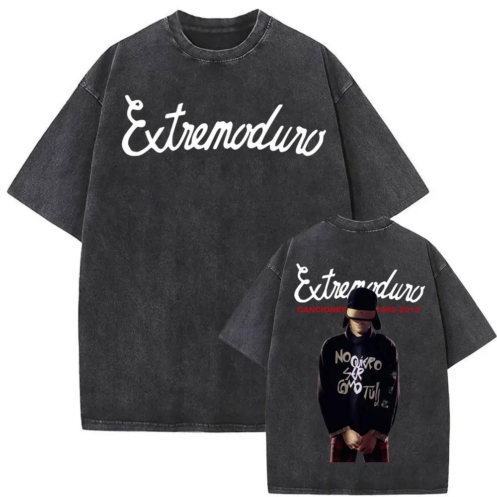Rock Band EXTREMODURO Tour Vintage Gewaschenes T-Shirt Herren Mode Hip Hop Street T-Shirt Männlich Gothic Retro Übergroße T-Shirts