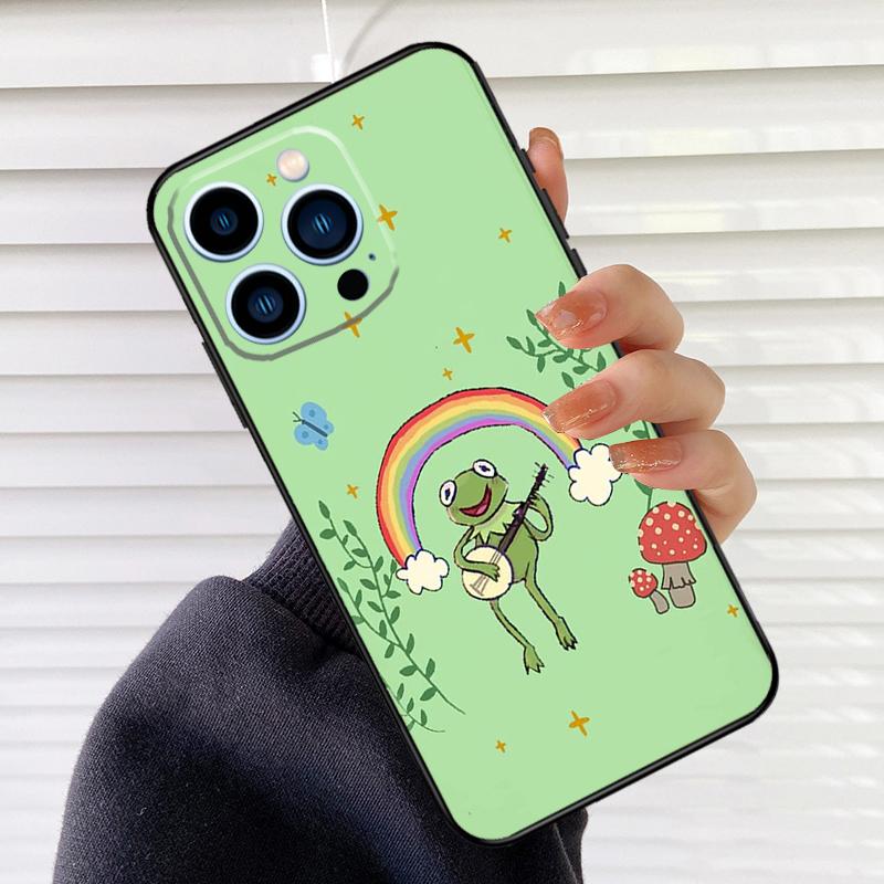 Mint Green The Frog Mushroom Phone Case For iPhone 16 15 14 13 11 12 17 Pro Max Mini 15 16 Plus 16e 17 Air Cover Fundas