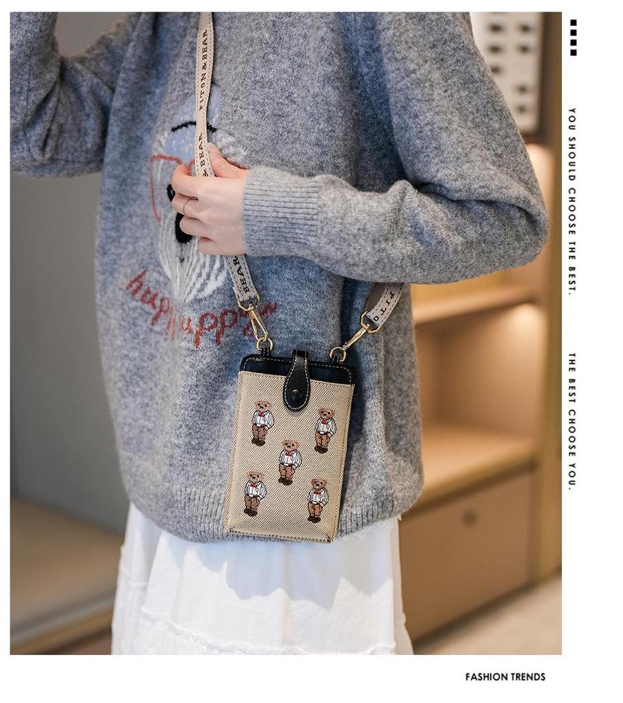 Damen Retro Farbblock Cartoon Umhängetasche für Lässige Mode, Passend für Handy