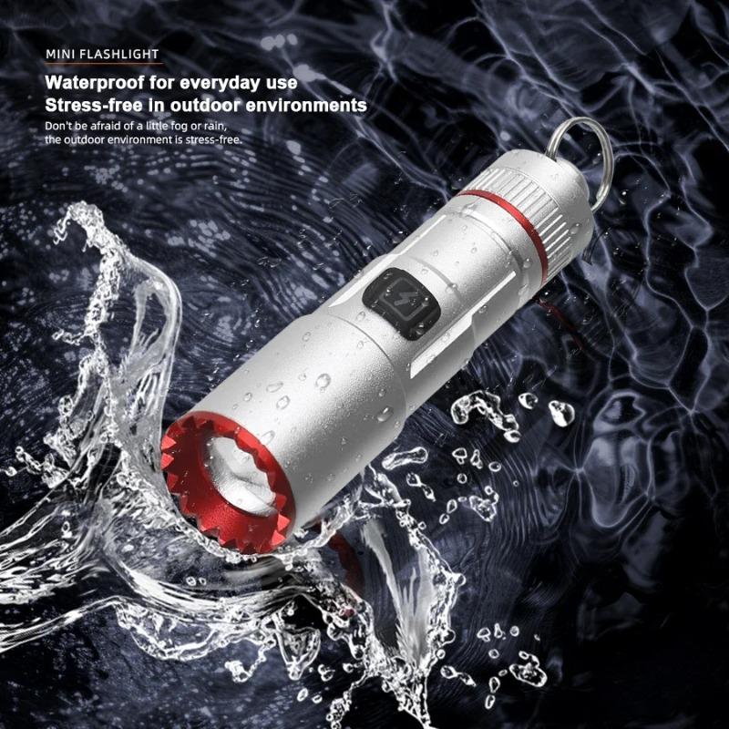 Multifunctional Mini Necklace LED Flashlight Pocket Aluminum Alloy Small Torch Type-C Rechargeable Emergency Lighting Torch