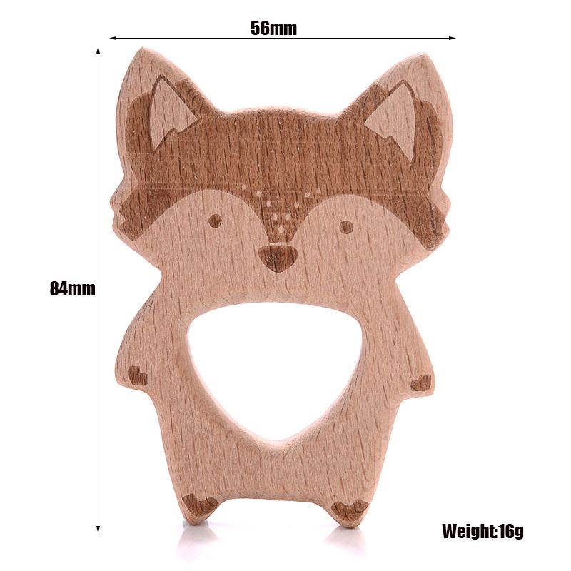 1Pcs Baby Teether Wooden Food Grade Cartoon Animals Natural Beech Wood Teething for Baby Rodent Teether Necklace Nursing Toy