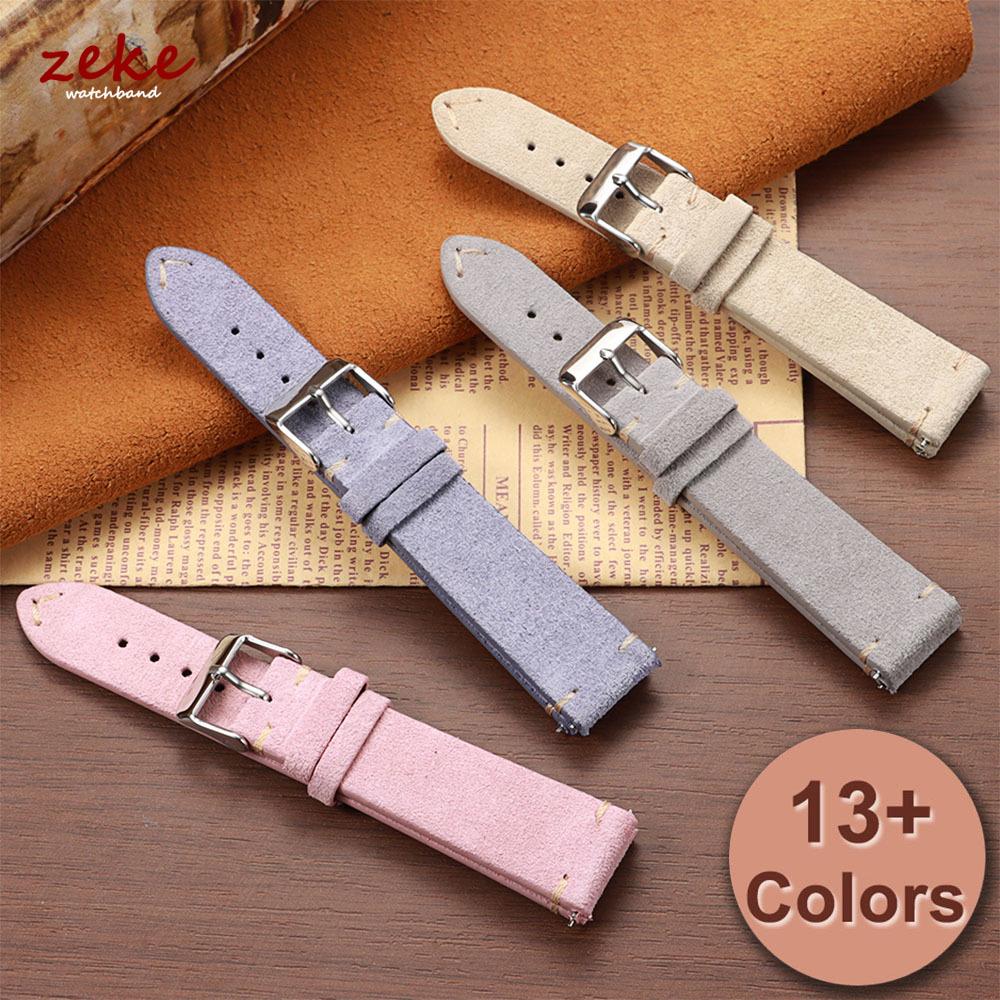 Wristband Soft Suede Leather Straps 14/16/18/20/22mm Green Brown Watchband Quick Release Calfskin Bracelet Men Women Accessories