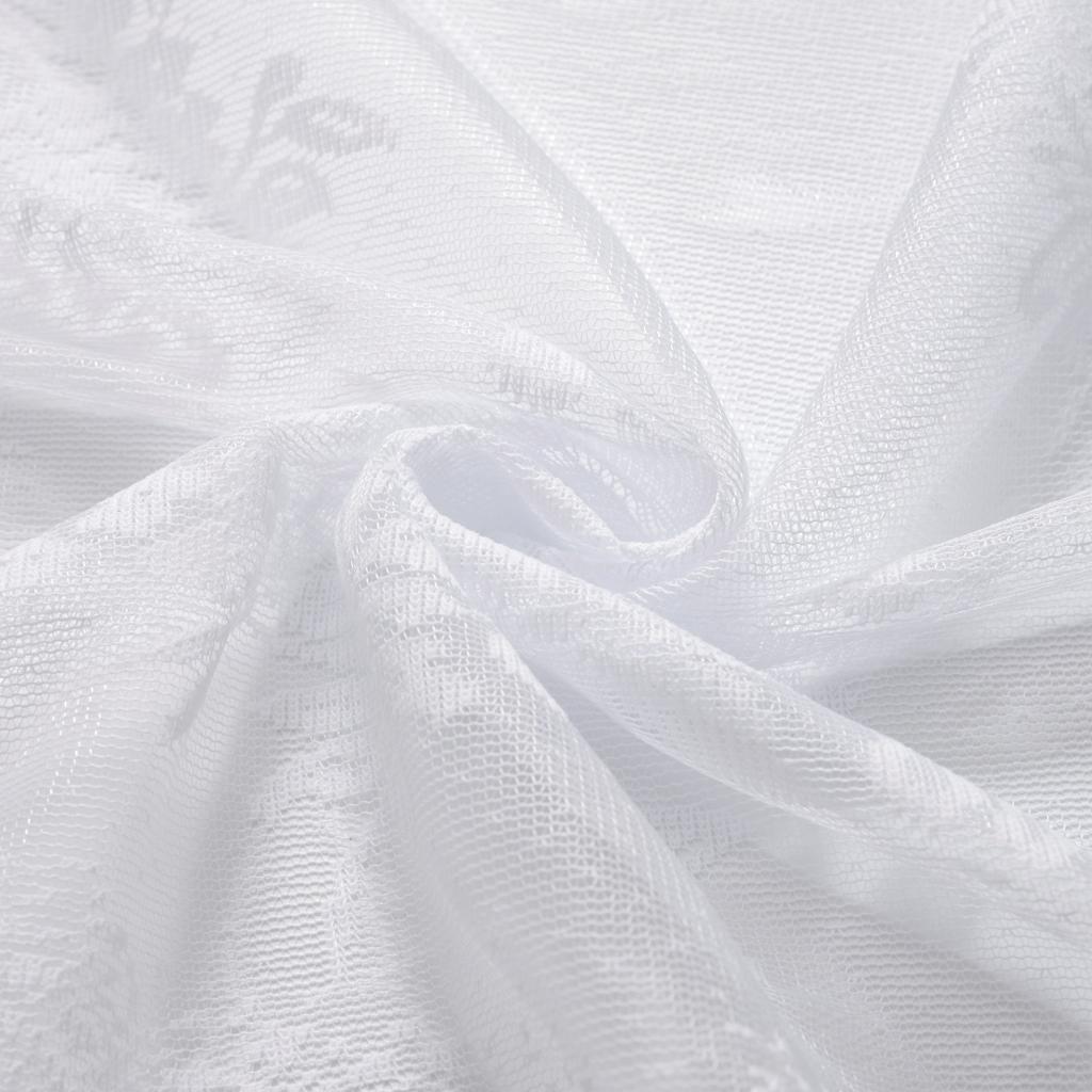 1pc Modern White Short Curtain with Flower Pattern, Perfect for Kitchen and Bathroom Decoration