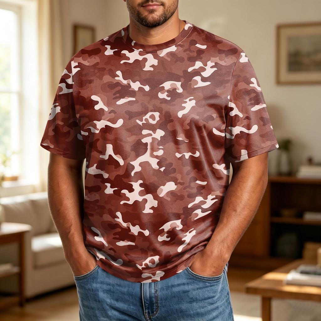 Camiseta Casual de Manga Corta para Hombre de Talla Grande, Cómoda, Transpirable, Corte Holgado, Tejido Suave, Cuello Redondo para el Uso Diario