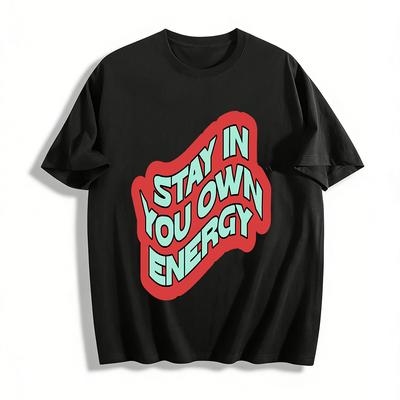 Vintage Style Stay In You Own Energy Graphic T-Shirt Unisex Casual Versatile Top Pure Cotton T-shirt
