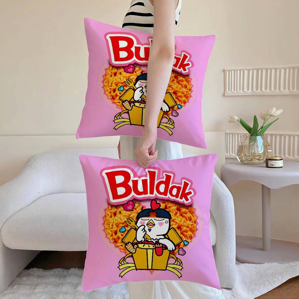 Kwaii Anime BBuldak RRameSn Pillow Case Antidustmite Pillowcase Invisible Zipper Silky Sofa Cushion Cover