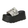 Fashion 8CM Casual Wedge Slippers Women New Summer Non Slip Platform Sandals Bling Open Toe Comfortable Female Chunky Beach Slippers