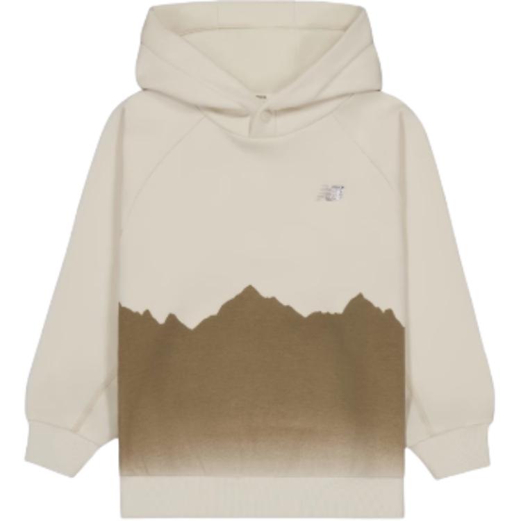 

New Balance Sweatshirt Fleece Lined Hooded Fashion Versatile Pullover Ecru Kids 7CE44063-CM 130