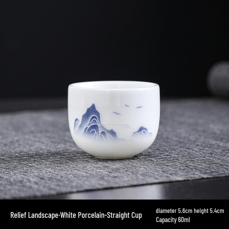 Kung Fu White Porcelain Tea Set: Ceramic Mutton Fat Jade Master Cup & Teacups Gift