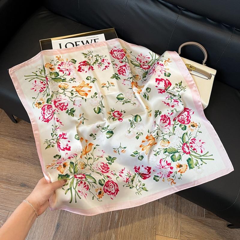 Mother's Day Silk Scarf Muse Festival Gift Simulation Silk Silk Scarf Premium Spring and Summer Square Scarf 71 Silk Decorative Small Scarf