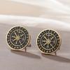 Dawapara Vegvisir Nordic Compass Stud Earrings Norse Mythology Protection Amulet Runes Stainless Steel Scandinavian Jewelry