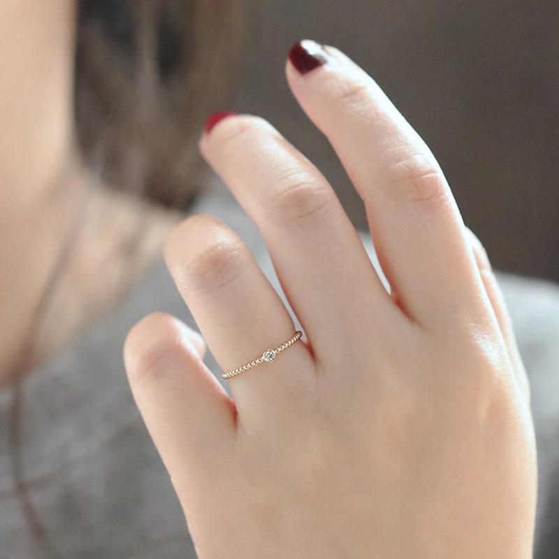 S925 Sterling Silver Adjustable Open Bean Ring with Zircon, Light Luxury Design for Women