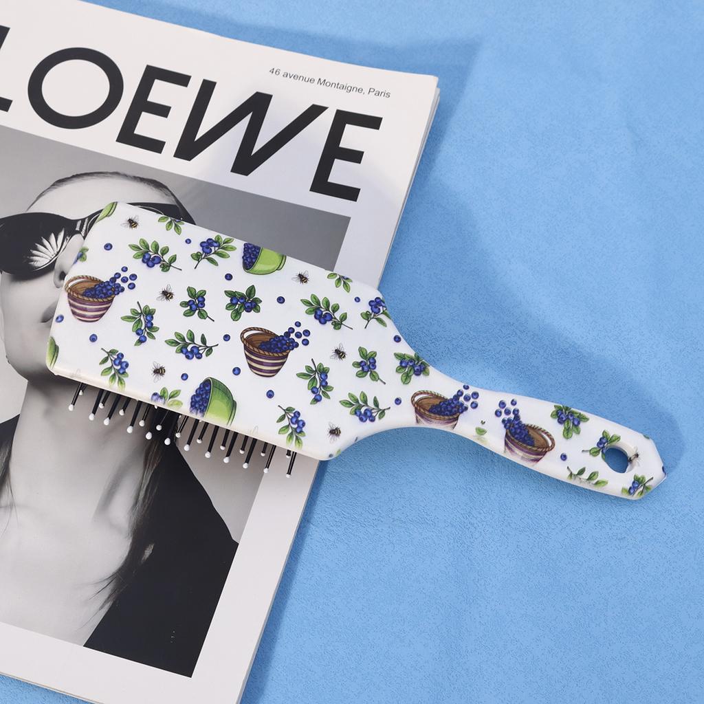 1pc Exquisite Blueberry Themed Oval Airbag Comb ABS Handle, Home Air Cushion Massage comb,Special for Real Hair Wigs