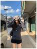 Women's Gray Striped One-Shoulder Long-Sleeve T-Shirt - Slimming Waist, Comfortable, Casual, Versatile - New for Early Autumn 2026