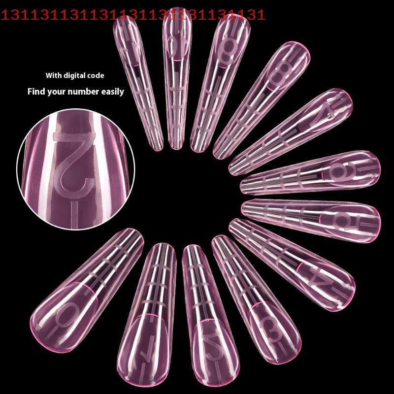 120 Stück Acryl Nagelspitzen Form mit Kanten und Skala Schnellaufbau Gel Verlängerung Top Obere Formen für Falsche Nägel