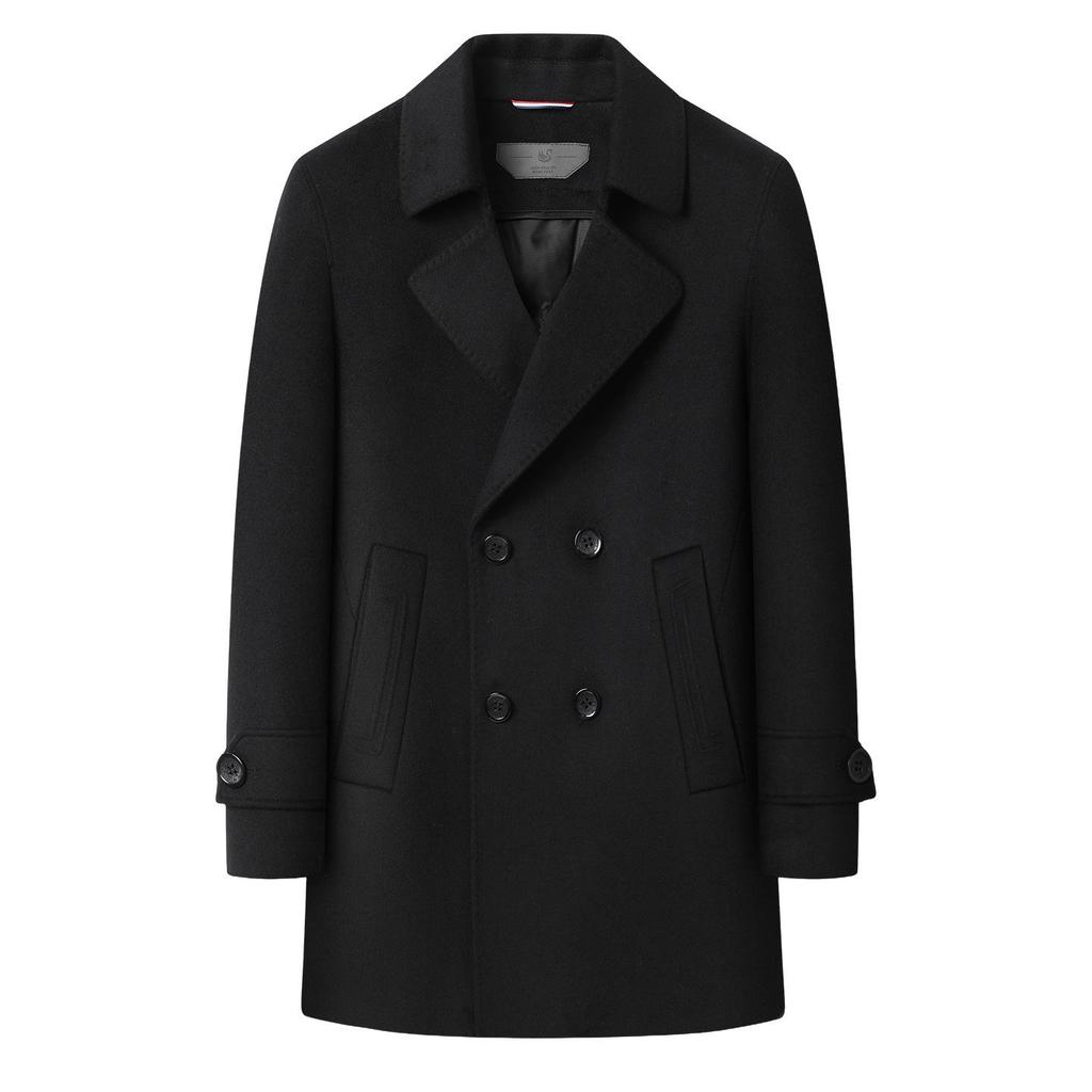 2025 Men's Luxury Woolen Down Coat - Double-Sided, Plus Size, Warm & Lightweight for Autumn/Winter Business Wear