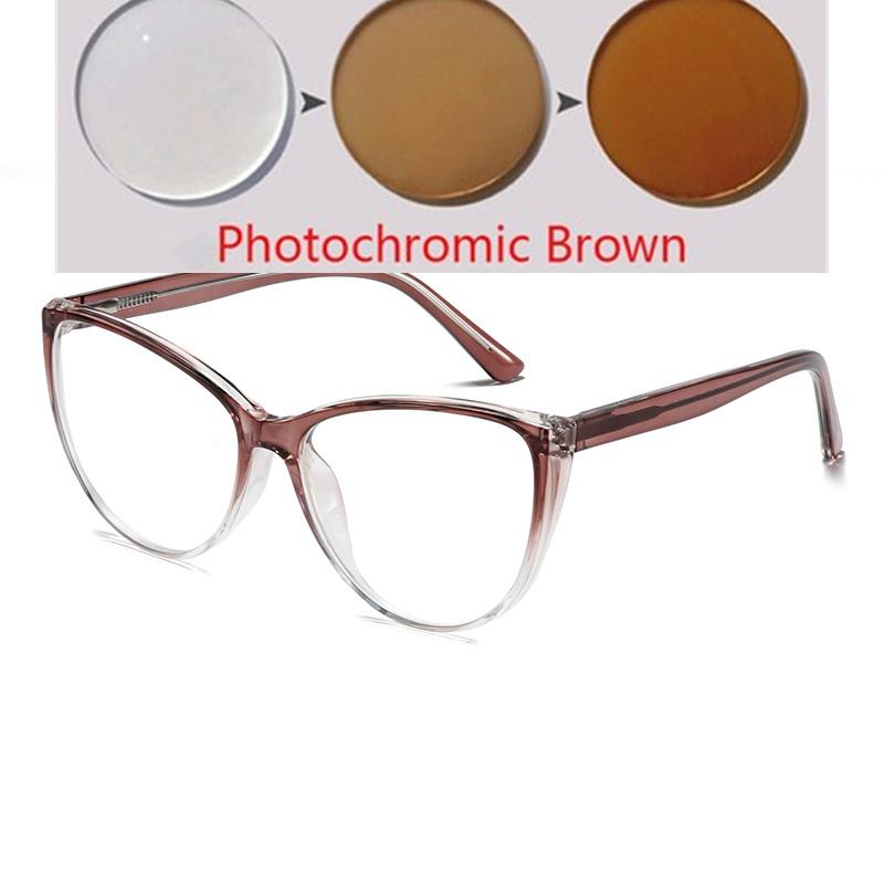 Big Frame Anti Blue Rays Cat Eye Nearsighted Glasses For Women TR90 Spring Leg Prescription Eyeglasses 0 -0.5 -0.75 To -6.0