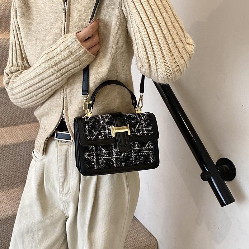 Small square bag women's bag 2025 autumn and winter new personalized Korean version simple solid color texture trend foreign style oblique span han