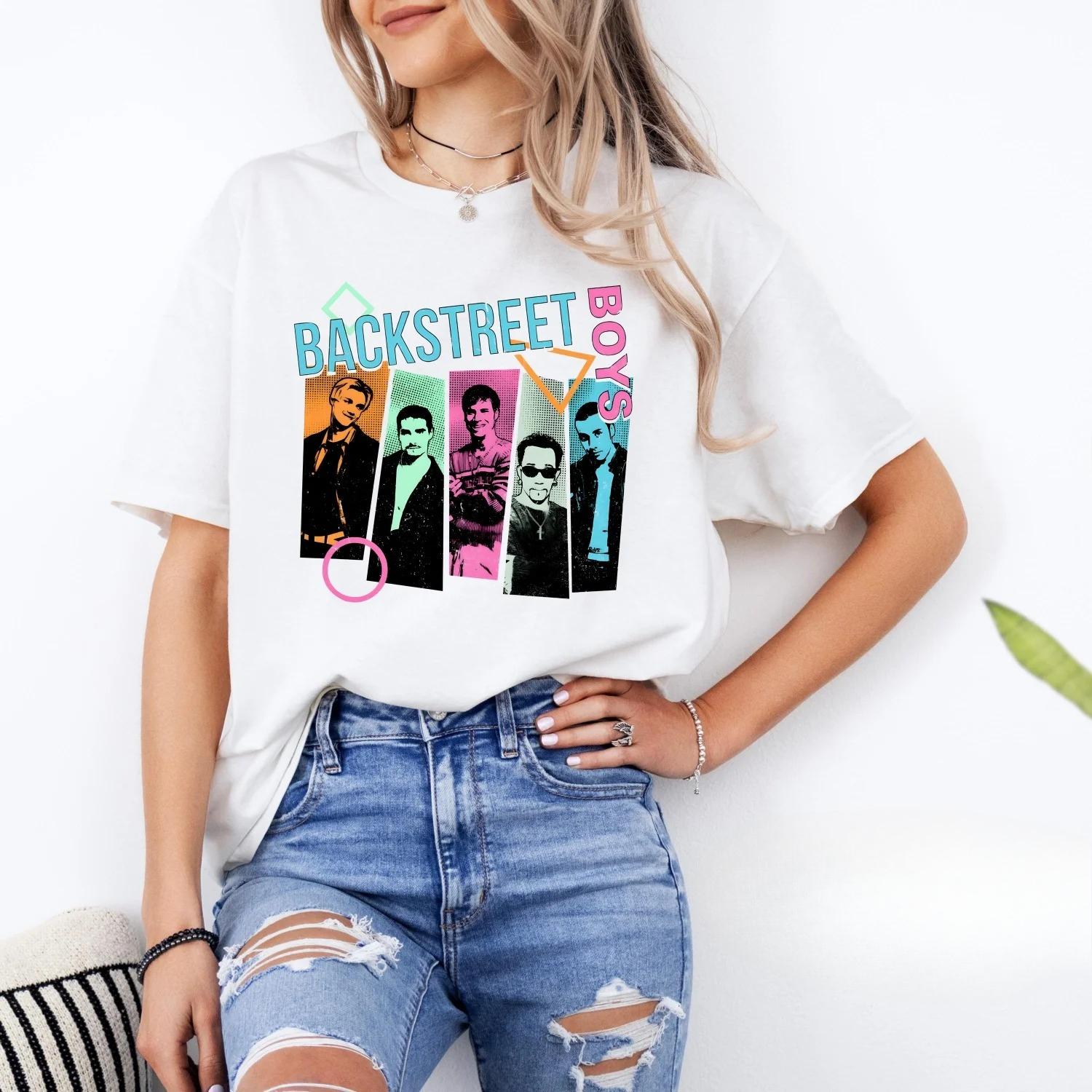 Popmusik Erinnert Zurück Straße Männer Frauen Jungen Mädchen 7 T-Shirt, Backstreet Boyband, BSB Rockshirt, Vintage Pop Shirt M beige