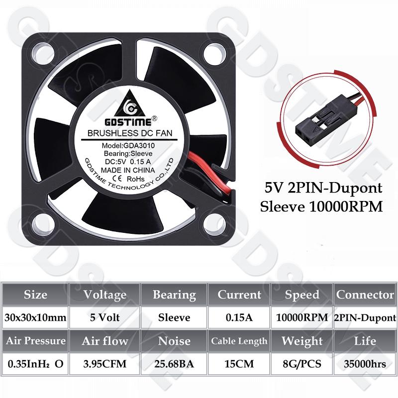 GDSTIME 3010 Fan 24V Ball Bearings Brushless Fan 30x10MM 12V 5V Cooling Fan 30MM Micro Fan for Car Lamp,3D Printer Part Cooling Fuel Injectors 6
