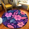 Bright floral fantasy style Flannel-printed round floor mats are slip-resistant Suitable for living room terrace garden carpets