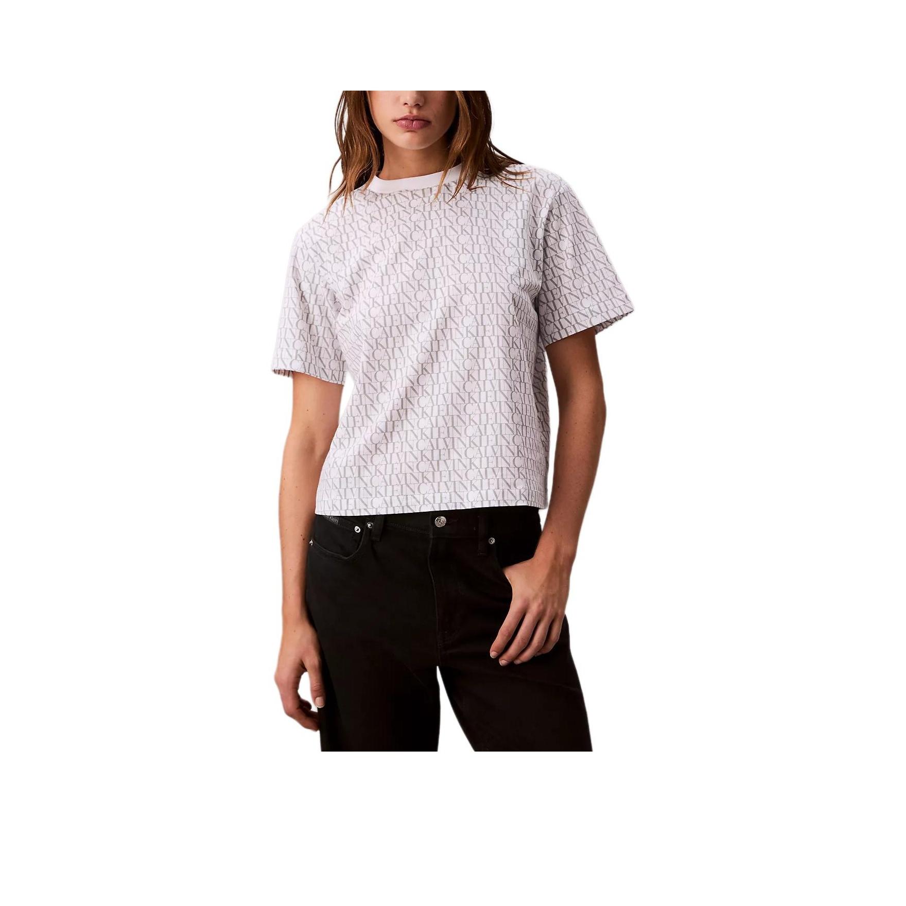Calvin Klein Soft Breathable Letter Loose Round Neck Short Sleeve T-Shirt Women tops 47C807G-YAA XL