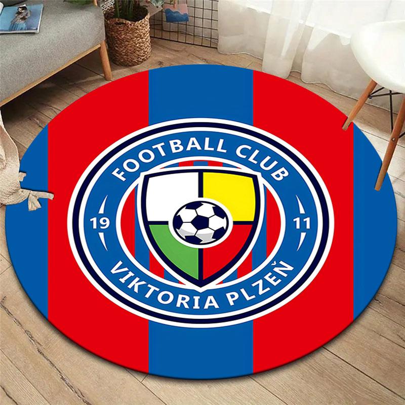 FC Viktoria Plzen Round Area Rug,Carpet Rug for Living Room Bedroom Sofa Playroom Decor,Non-slip Floor Mat