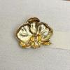 Vintage Orchid Flower Brooch Corsage Ornament Metal Glossy Brooch Butterfly Orchid Pin  Men