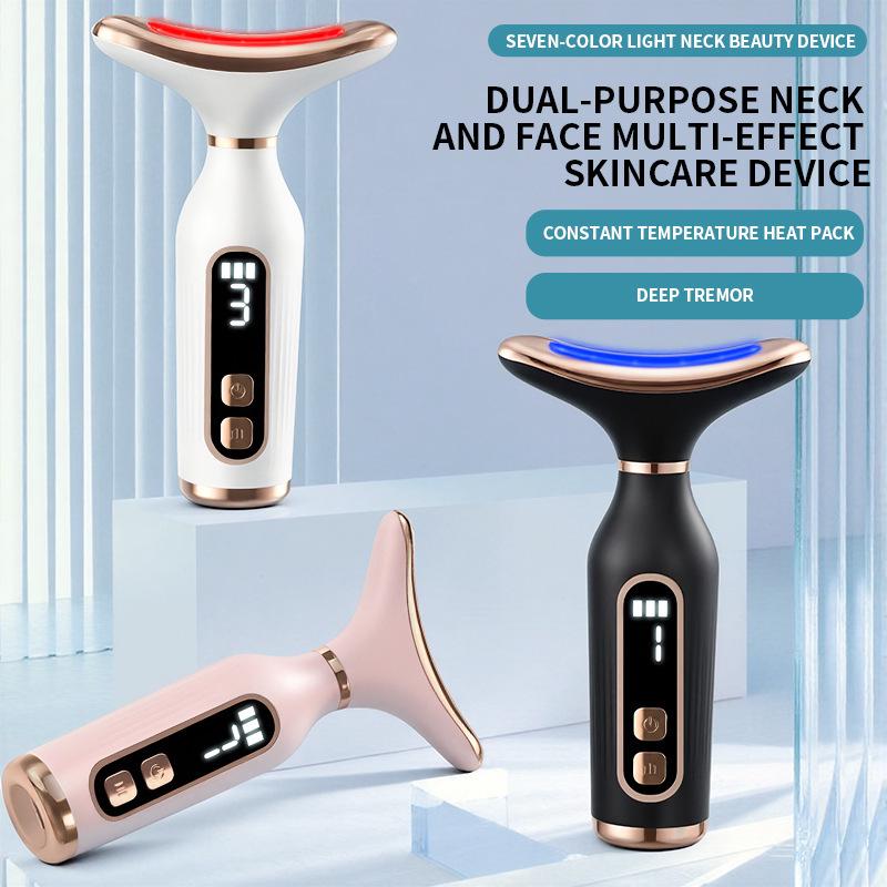 

Wireless Neck Massager & Facial Rejuvenation Device with Phototherapy & Vibration розовый