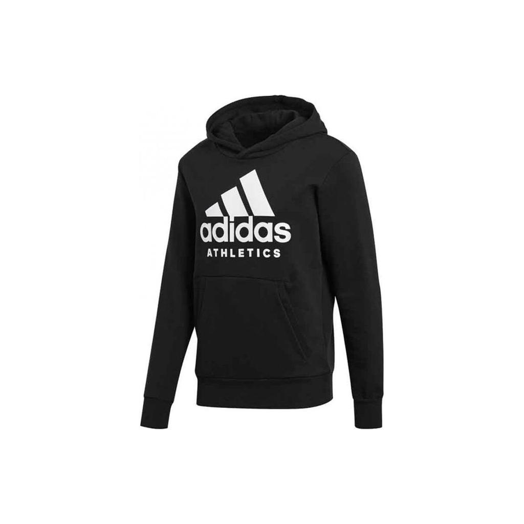 Adidas Solid Color Logo Print Hoodie Men Hoodies Black BR4747