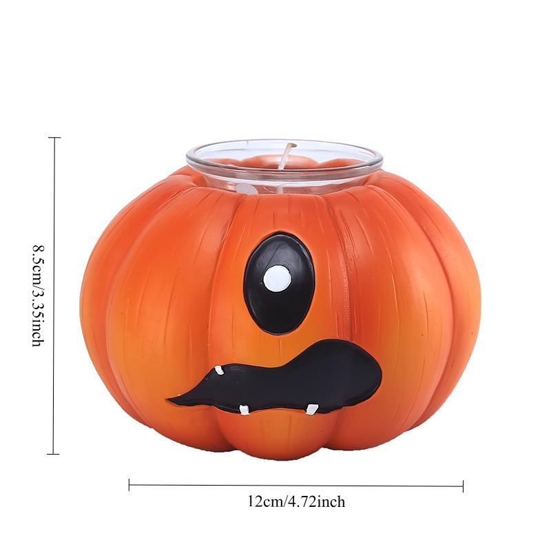 Halloween Pumpkin Lamp Decoration Creative Ghostface Pumpkin Candle Holder Outdoor Indoor Home Party Desktop Resin Ornaments