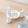 jijijing 3D Printed Cute Rabbit Tray Figurine, Multi-Functional Desktop Storage Holder for Headphones Jewelry Small Trinkets, Stable White Ring-Shaped