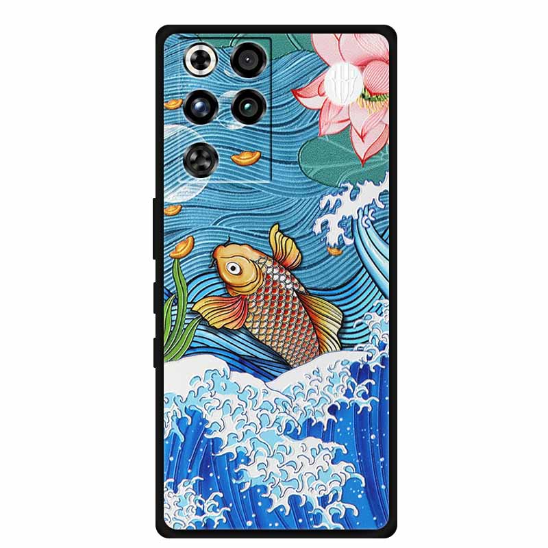 For ZTE Nubia RedMagic 11 Pro 5G Case 3D Emboss Flowers Relief Soft Black Silicone Back Cover For ZTE Nubia RedMagic 11Pro Funda