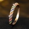 Multicolor Zircon Twisted Rings Gold Color Minimalist Rings Simple Round Stone Rings  Women