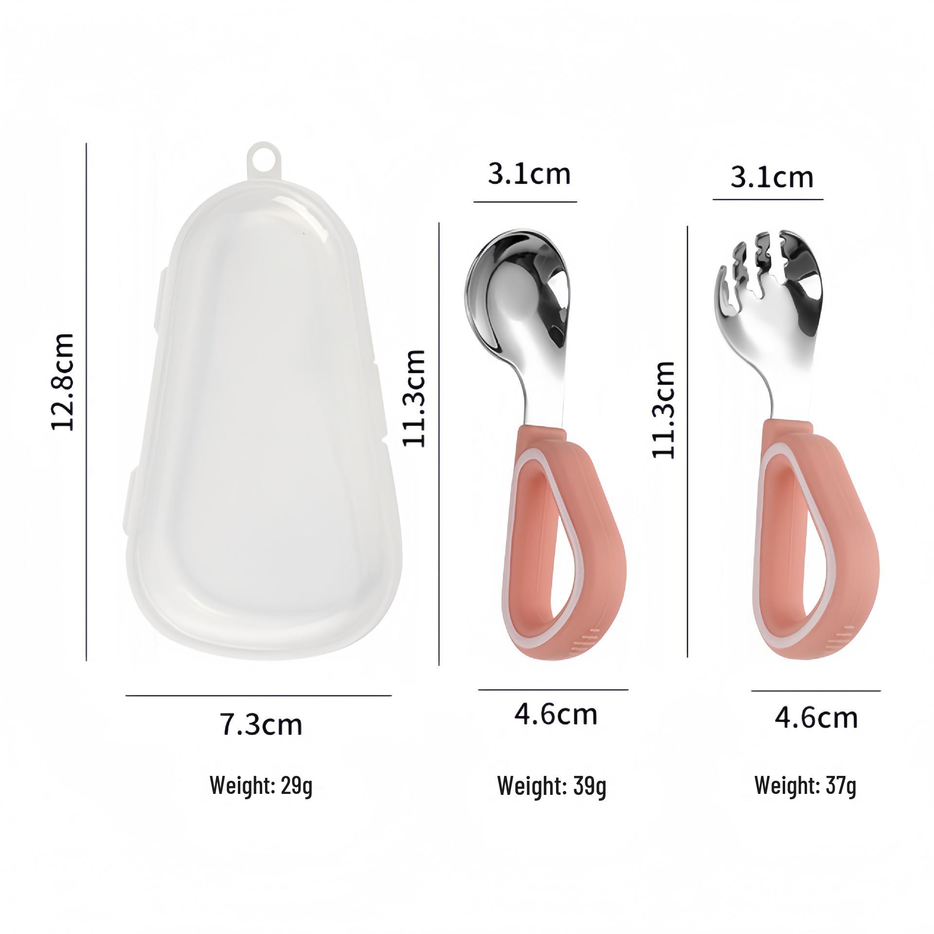 

Силіконова ручка Дитяча навчальна ложка та набір вигнутих виделок з нержавіючої сталі 316 для немовлят