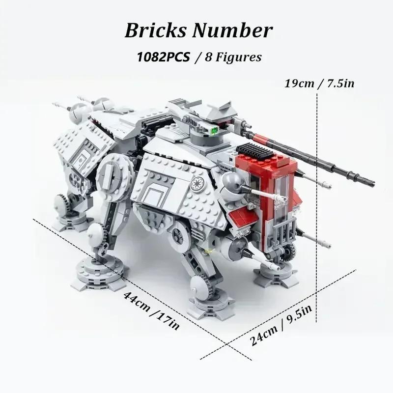 Technical AT-TE Walker 75337 MOC Model 1082PCS Building Block Space Robot Kit Self-locking Bricks DIY Assemble Birthday Gift Toy