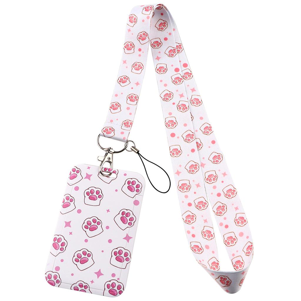 Estuche deslizante de dibujos animados Kawaii, etiqueta de identificación, funda para permiso de trabajo, funda con estampado de oso y conejo, soporte para tarjeta con nombre de permiso de trabajo