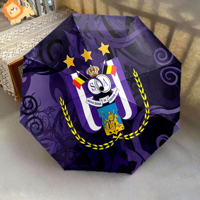 1 PC Automatic Folding Umbrella - Royal Sporting Club Anderlecht Pattern, Portable & Foldable Design with 8 Ribs, Christmas Birthday Gifts