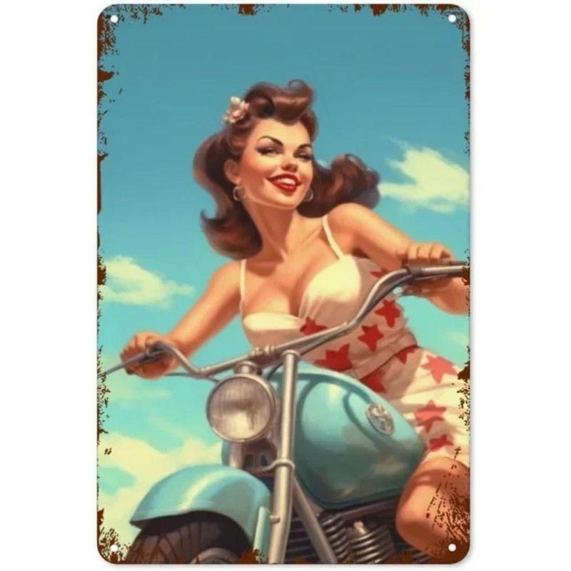 Pinup Girl Metal Tin Sign for Garage Workshop Decor 20x30cm