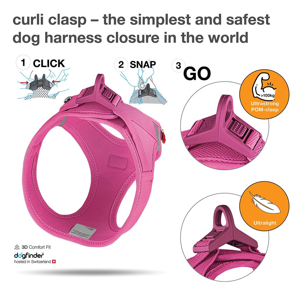Curli Best Air Mesh Harness Clasp Pink 2XS
