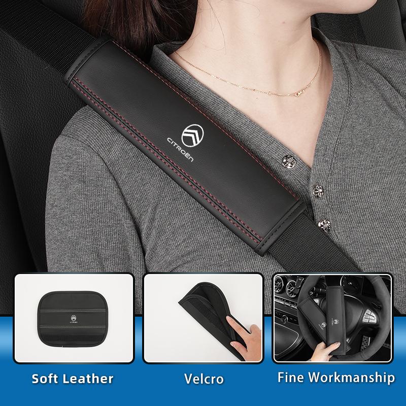 Car Seat Shoulder Pad Leather Safety Belt Protector Cover Accessories For Citroen C4 C3 C5 C1 C2 VTS Berlingo Celysee Xsara