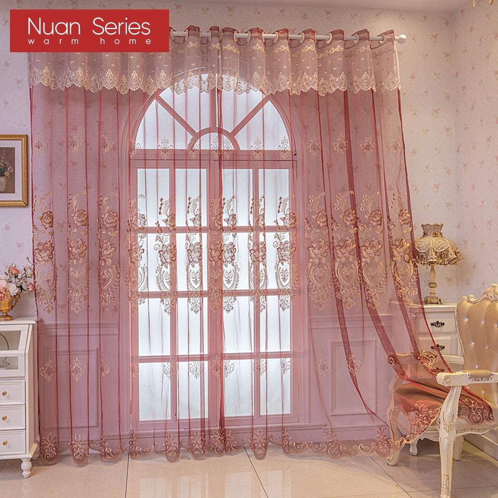 1ks Nuan Series Nordic Modern Style Vyšívaný Jemný Průsvitný Tylový Závěs Do Obývacího Pokoje Ložnice Okno Dekorace Domácí Dekorace